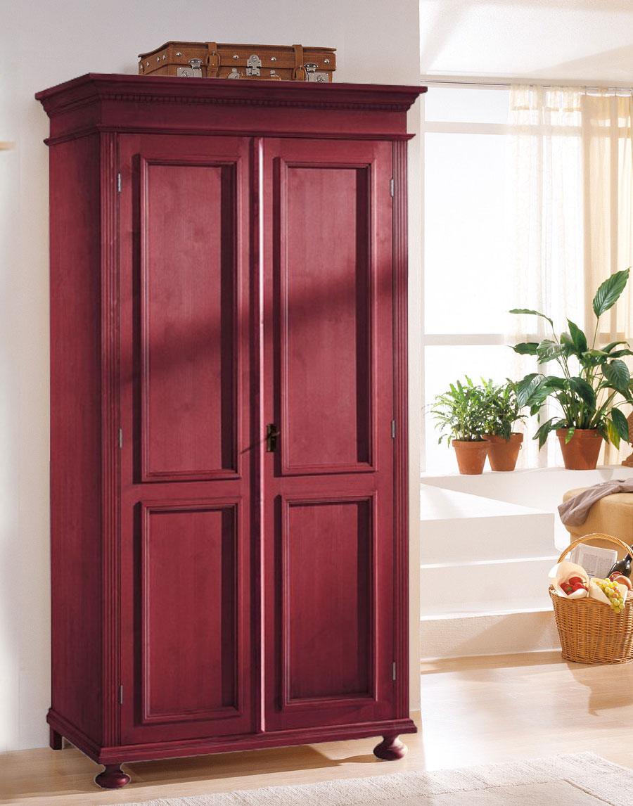 Abbildung Landhaus Dielenschrank massiv Fichte Alina magenta lackiert. Abbildung Landhaus Dielenschrank massiv Fichte Alina magenta lackiert.
