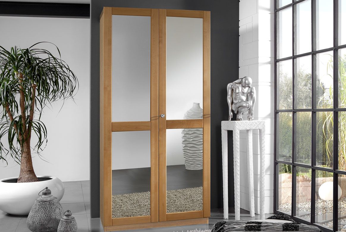 Abbildung Standardschrank 2-türig Buche massiv geölt | SK20S Standardschrank 2-türig mit Front Mattglas Buche massiv geölt | SK20S