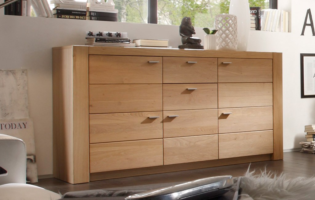 Sideboard massiv (5-trg.) Eiche teilmassiv Bianco geölt Madeira T01 Sideboard massiv Madeira T01.