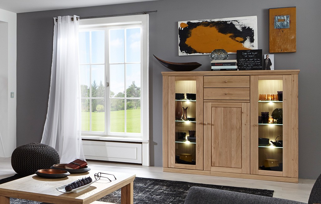 Highboard Eiche Bianco massiv Verona. Verona Highboard Eiche Bianco massiv.