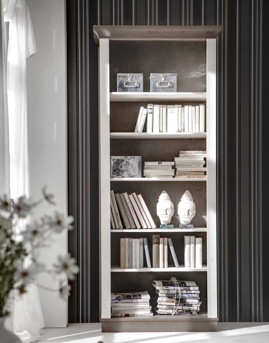 Bücherregal Landhausstil weiß - grau Bücherregal Landhausstil weiß