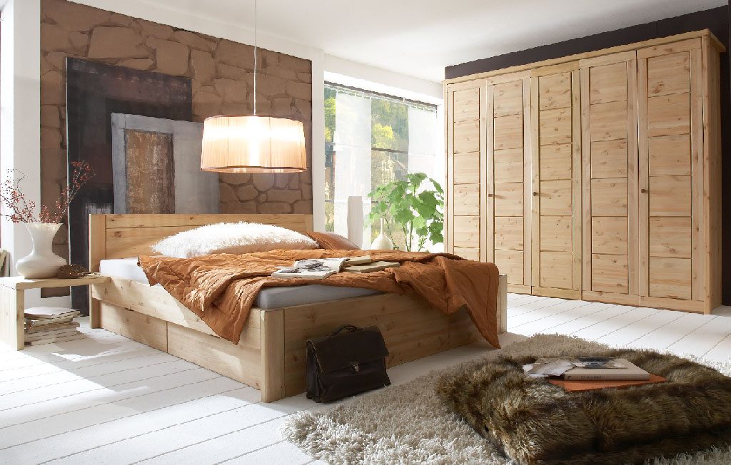 Schlafzimmer Massivholz (4-tlg.) in Varianten SK307 Rauna