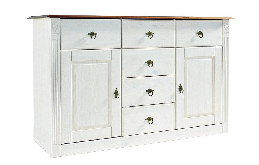 Landhaus Sideboard weiss teilmassiv Wales Sideboard weiss teilmassiv Wales