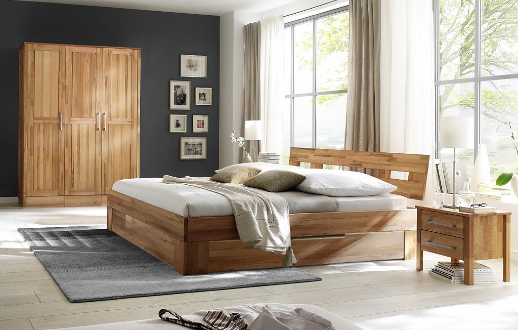 Massivholz Schlafzimmer mit Kleiderschrank 3 türig ohne Schuhbkästen Modset Massivholz Schlafzimmer mit Kleiderschrank 3 türig ohne Schuhbkästen Modset