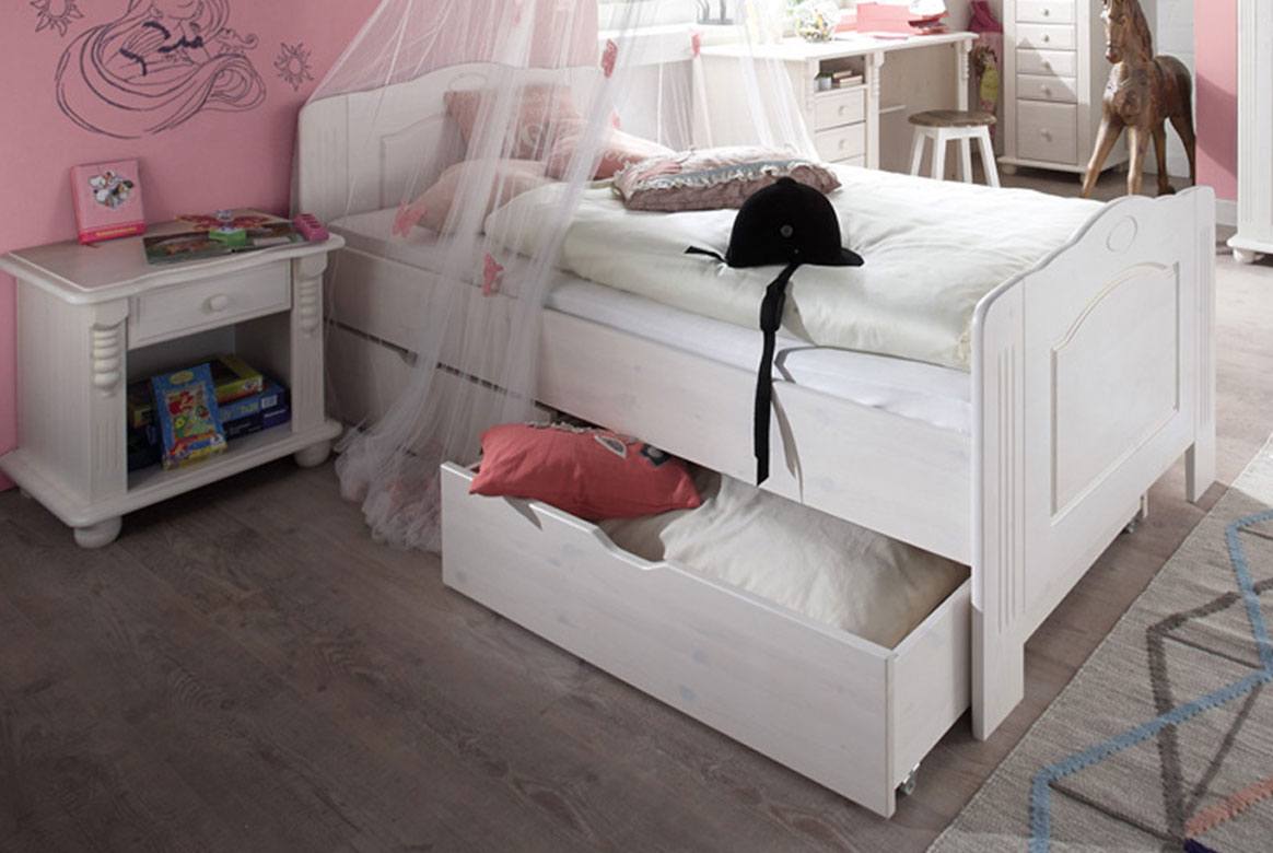 Abbildung Jugendbett Massivholz weiss gewachst Kiefer | Roma Abbildung Jugendbett Massivholz weiss gewachst Kiefer | Roma