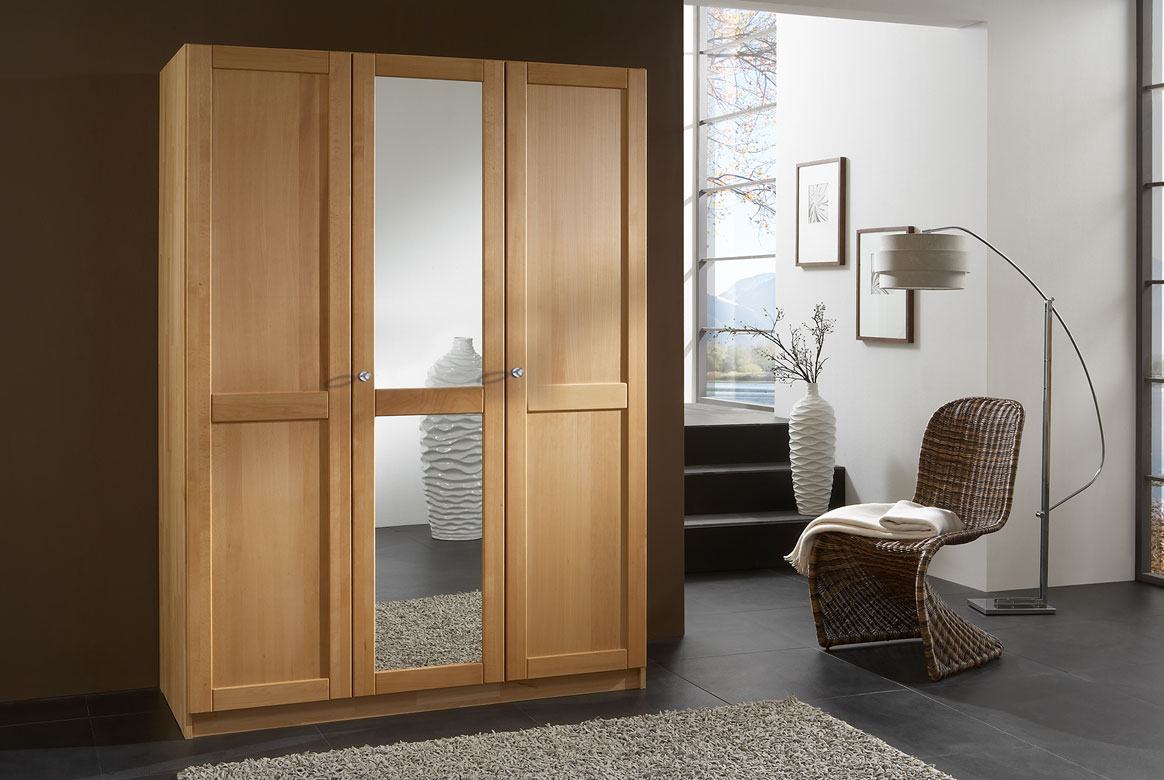 Abbildung Kleiderschrank 3-türig massiv geölt 1 Spiegel | T35 Abbildung Kleiderschrank 3-türig massiv geölt 1 Spiegel | T35