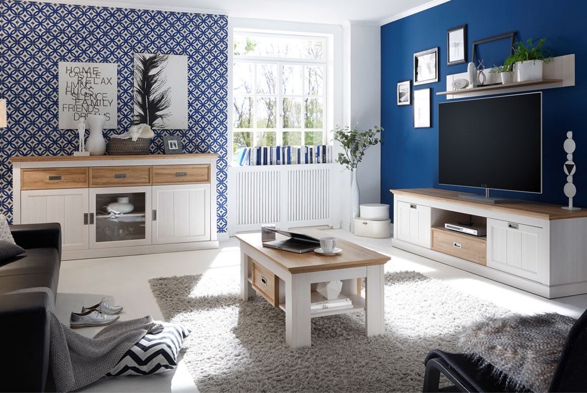 Landhausstil Wohnzimmer Möbel weiß Messina | W02 Landhausstil Wohnzimmer Möbel weiß Messina | W02