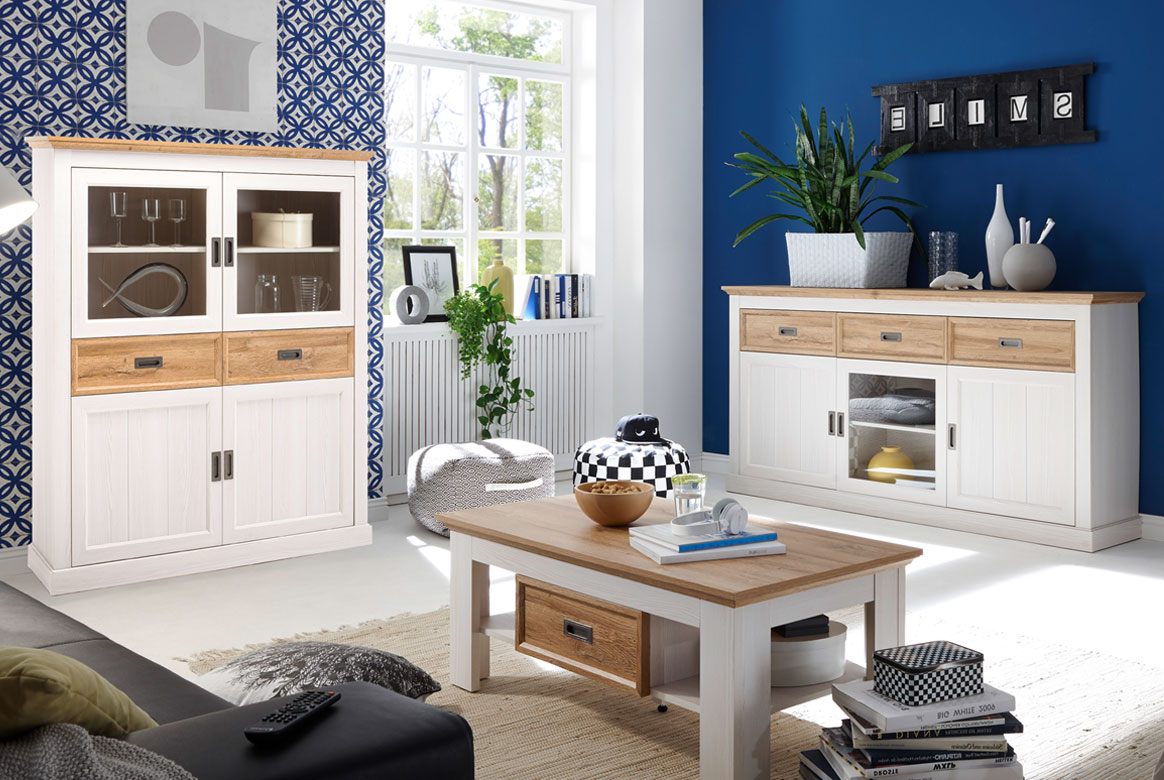 Landhausstil Wohnzimmer Möbel weiß Messina | W03 Landhausstil Wohnzimmer Möbel weiß Messina | W03