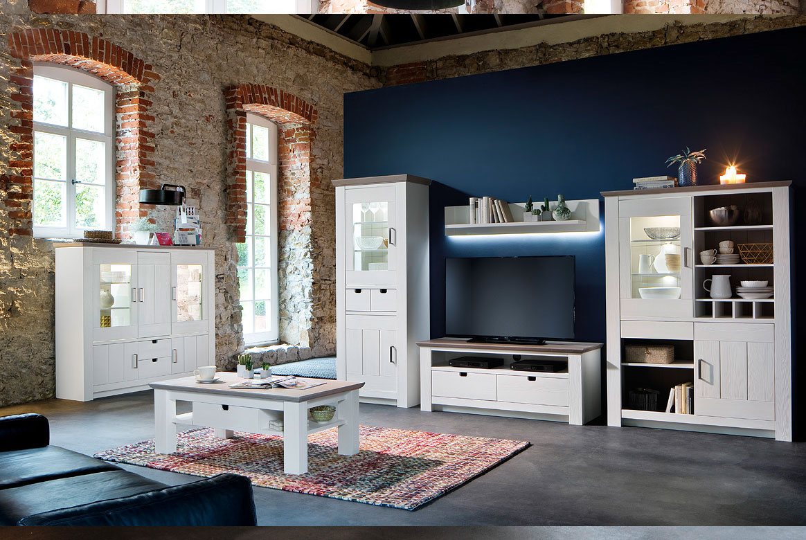 Abbildung Esszimmer Massivholz Landhausstil weiß mit Buffetschrank Palma | T05 Abbildung Esszimmer Massivholz Landhausstil weiß mit Buffetschrank Palma | T05