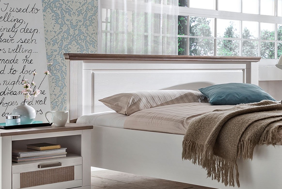 Bett Landhaus 180x200 cm weiß teilmassiv Lugano Bett Landhaus 180x200 cm weiß teilmassiv Lugano