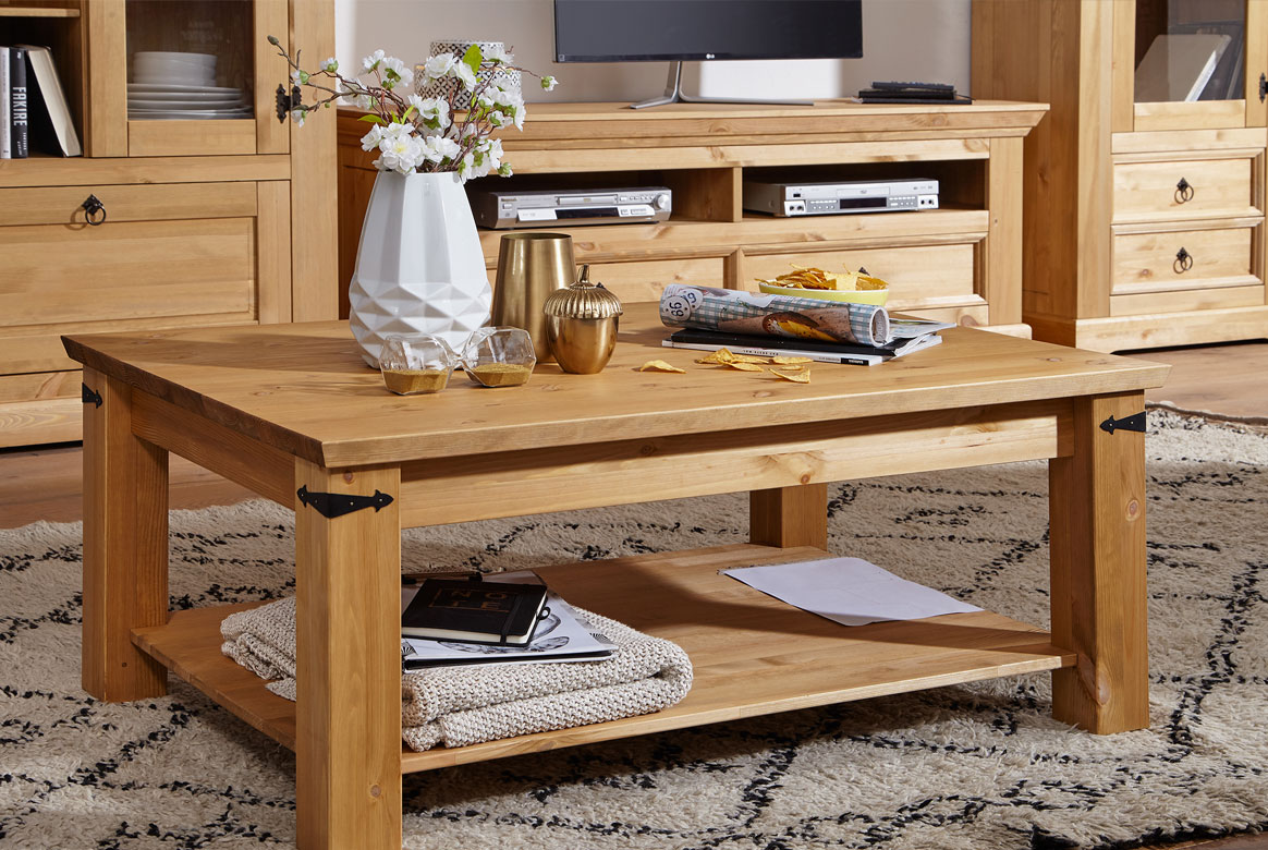 Wohnzimmer Couchtisch Kiefer massiv eichefarbig gebeizt geölt Prato | T70 Wohnzimmer Couchtisch Kiefer massiv eichefarbig gebeizt geölt Prato | T70