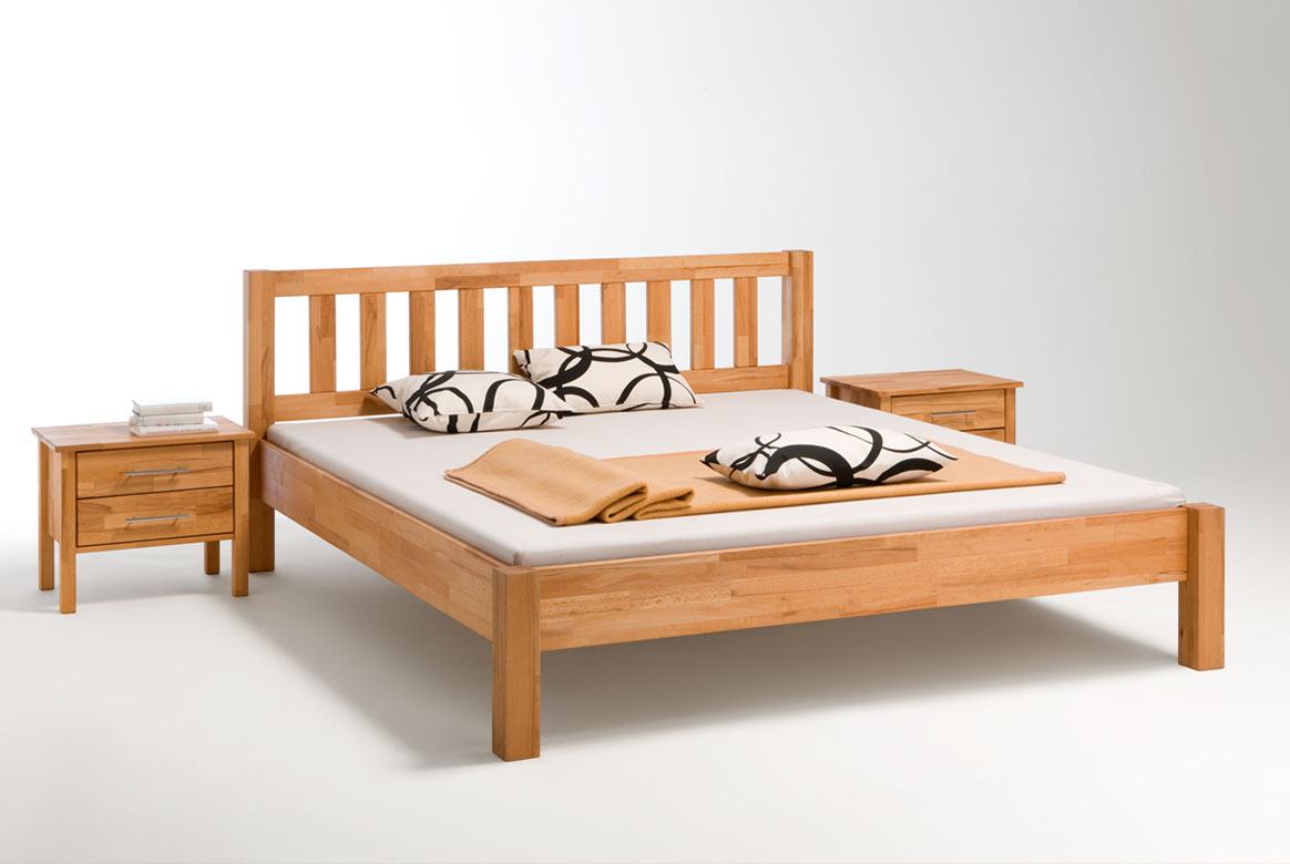 Massivholz Bett von 140 - 200 cm mit Holz Kopfteil Beny | B35 Massivholz Bett von 140 - 200 cm mit Holz Kopfteil Beny | B35